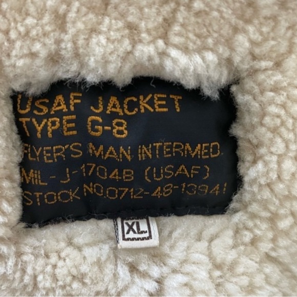 USAF BOMBER JACKET GENUINE SHEARLING
LEATHER FLIGHT TYPE G-8 SIZE XL - Picture 14 of 15
